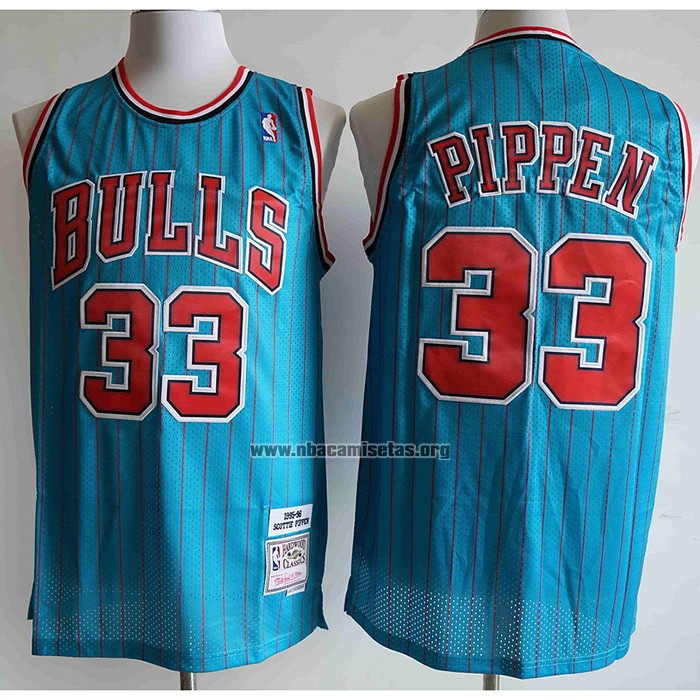 Camiseta Chicago Bulls Scottie Pippen NO 33 Mitchell & Ness 1995-96 Azul
